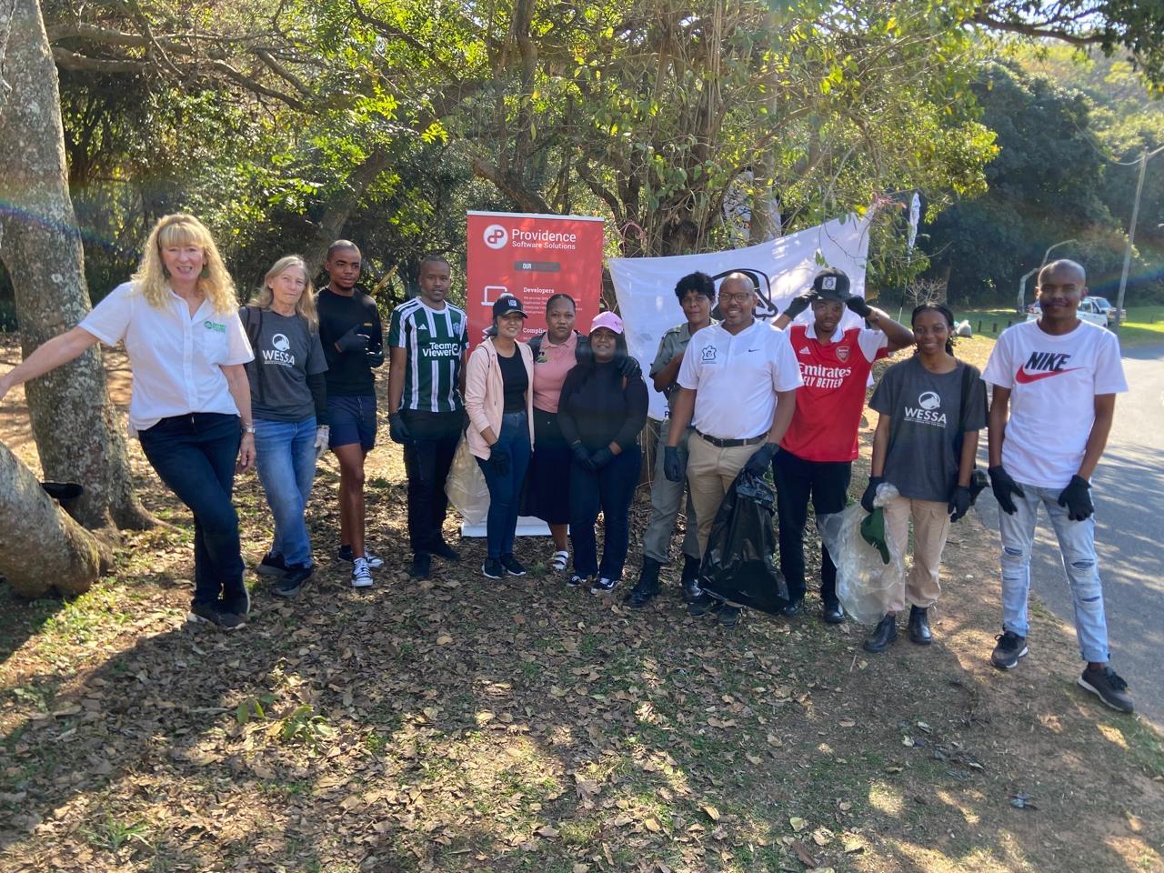 Mhlabomusha team at an environmental cleanup event